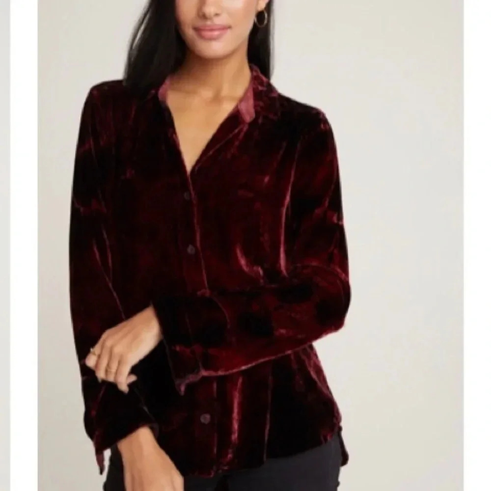 Anthropologie Urban Outfitters‎ Velvet Button Down Shirt